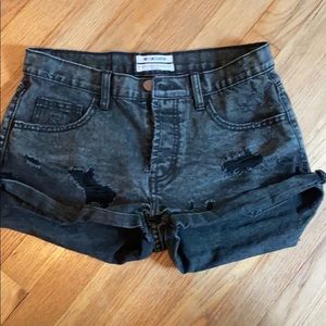 Black Denim One Teaspoon Cuffed Shorts